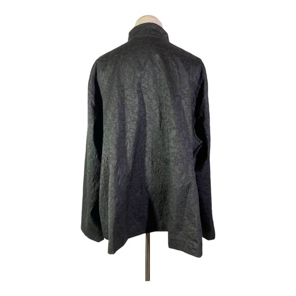 Eileen Fisher Woman Plus Size 3X Black Open-Front Jacket Silk Textured Design - Picture 5 of 12